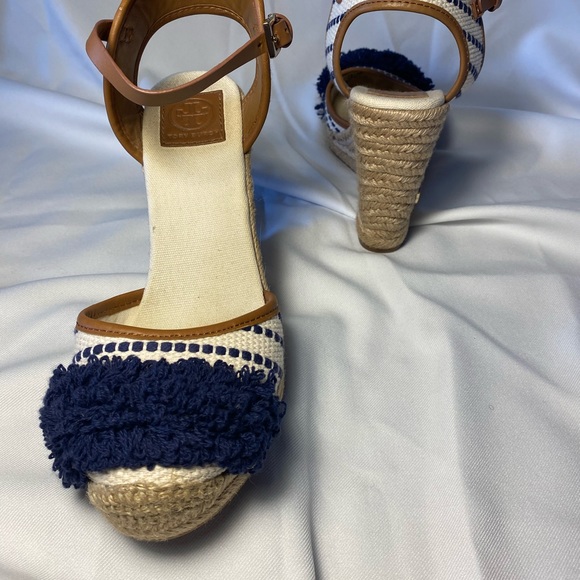 Tory Burch Navy crème wedge Espadrilles - Picture 2 of 7